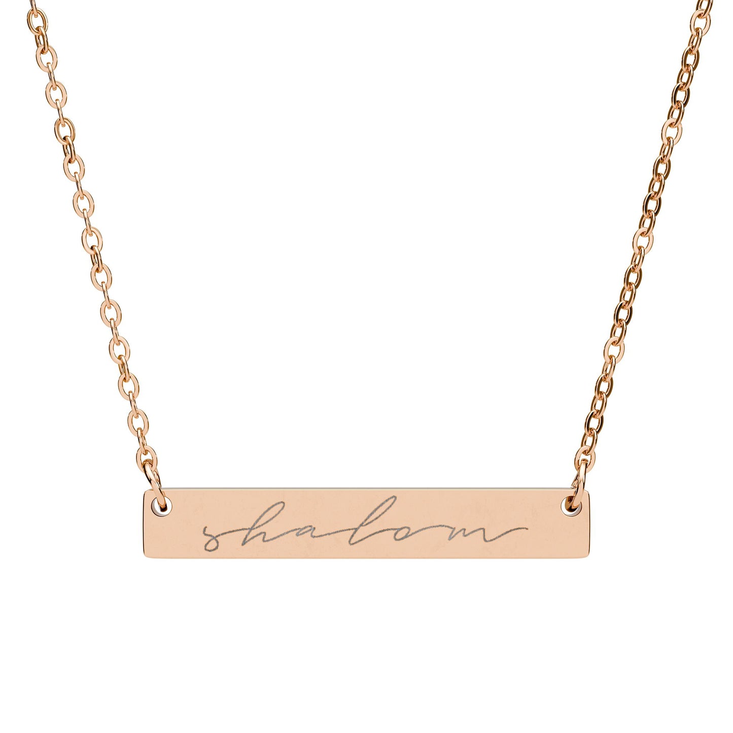 Shalom Horizontal Bar Necklace (Rose Gold)