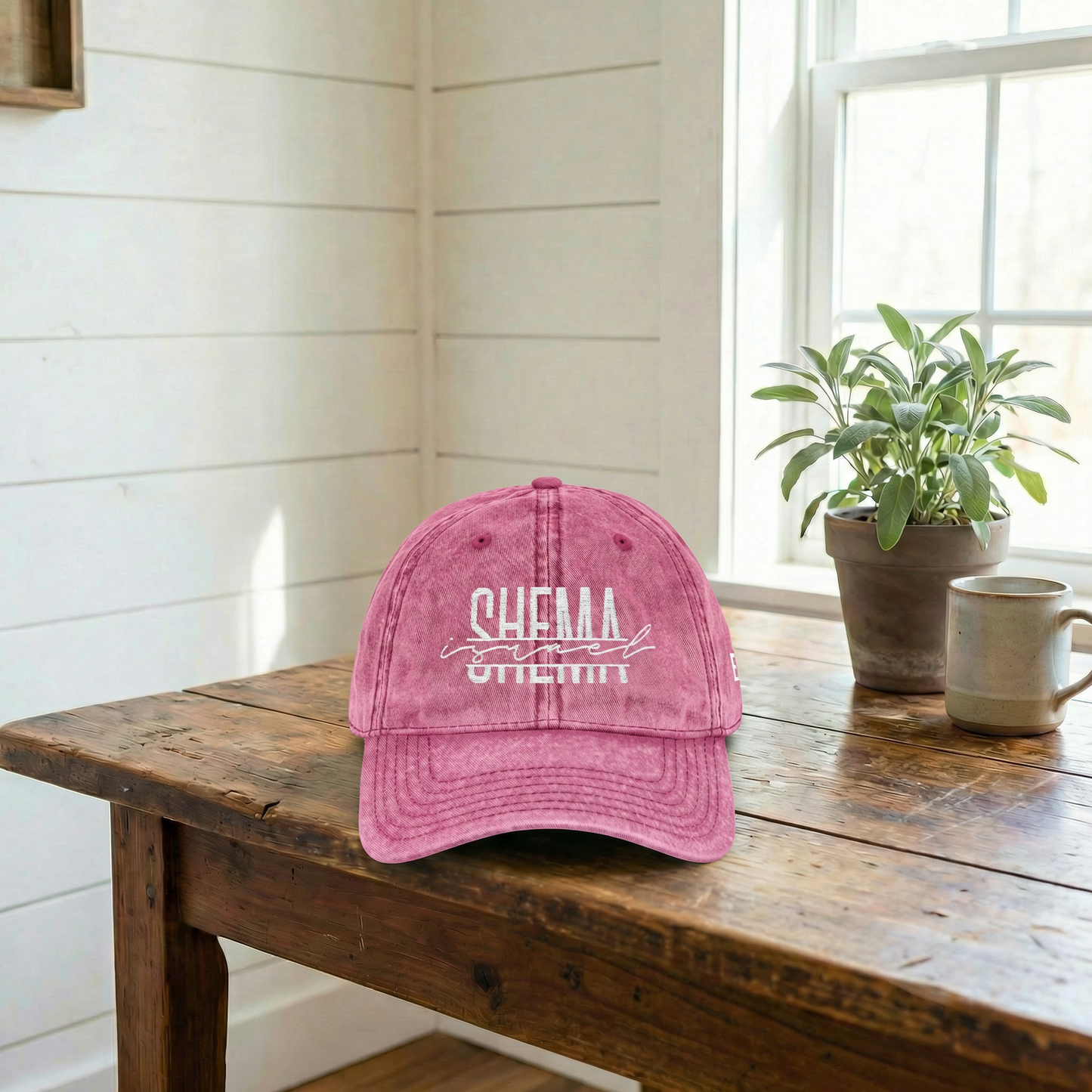 SHEMA Hat (Vintage Pink) | White Embroidery