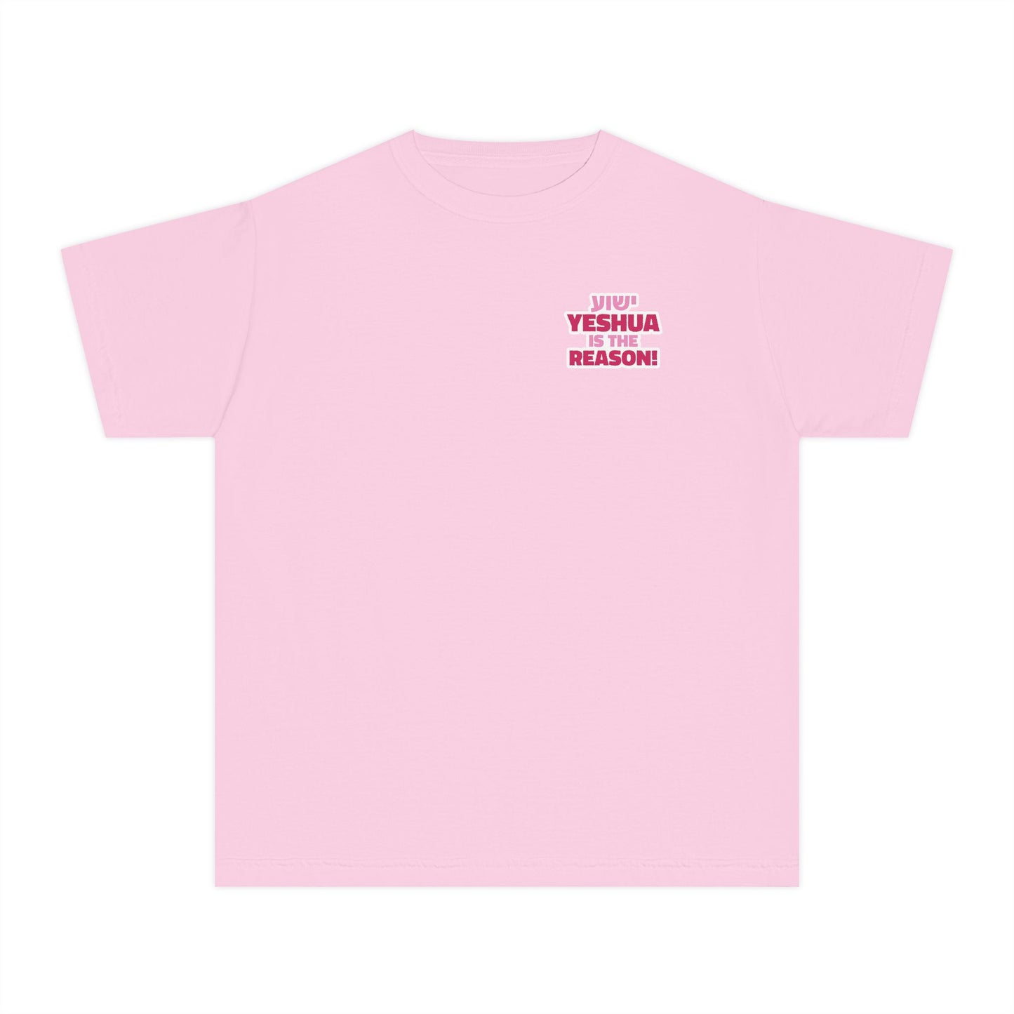 YESHUA is the Reason! Gospel in the Feasts Youth Shirt (Pink) | Moedim Book Co.