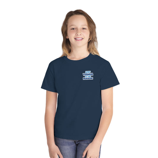 YESHUA is the Reason! Gospel in the Feasts Youth Shirt (Navy) | Moedim Book Co.
