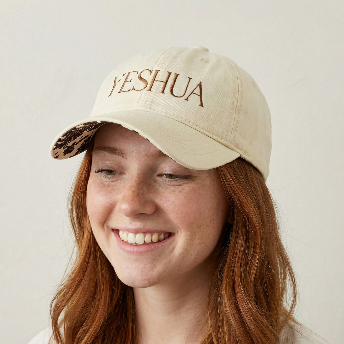 YESHUA Ponytail Hat (Vanilla/Longhorn) | Bronze Embroidery