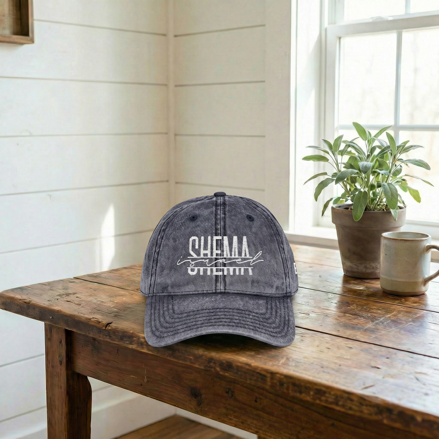 SHEMA Hat (Vintage Navy) | White Embroidery