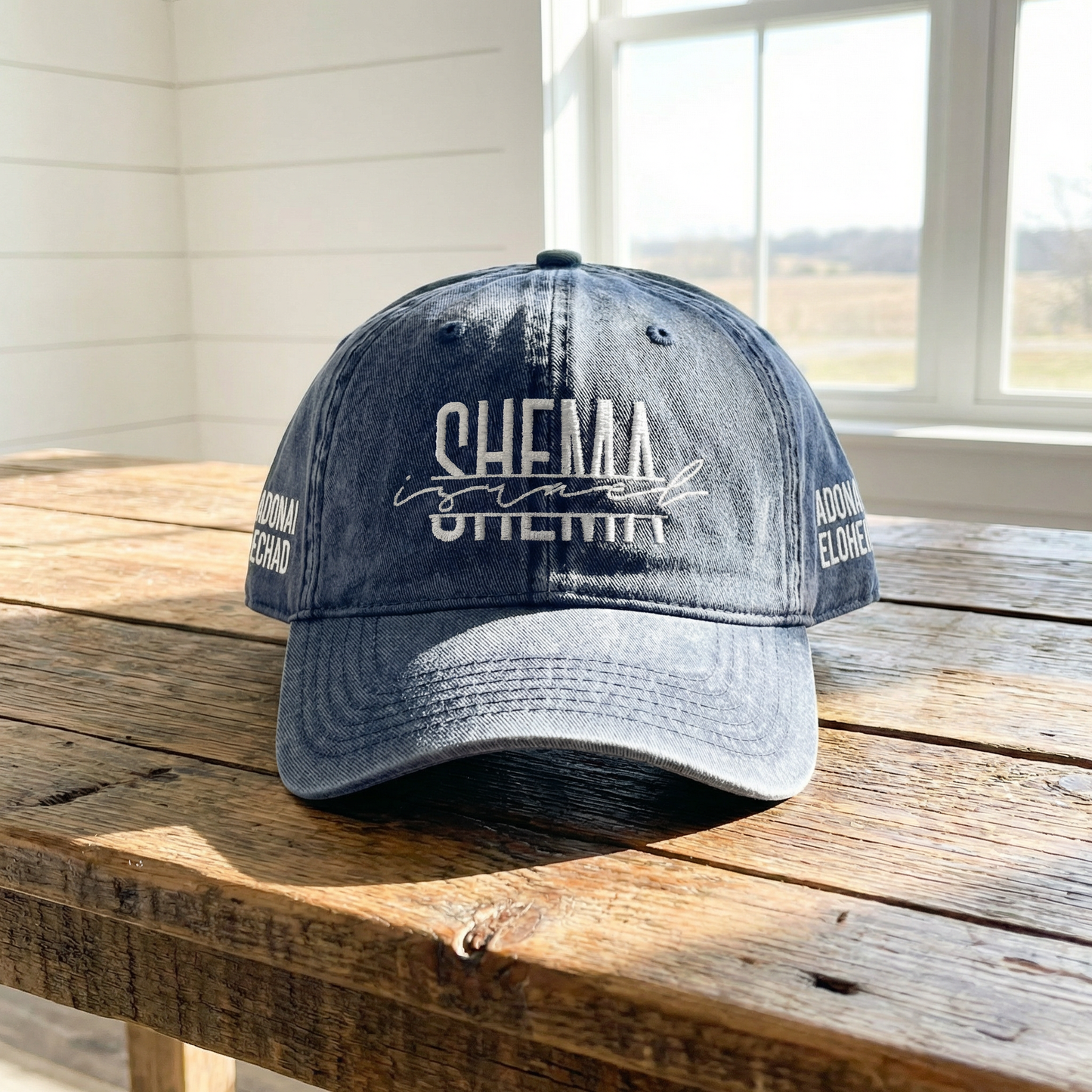SHEMA Hat (Vintage Navy) | White Embroidery