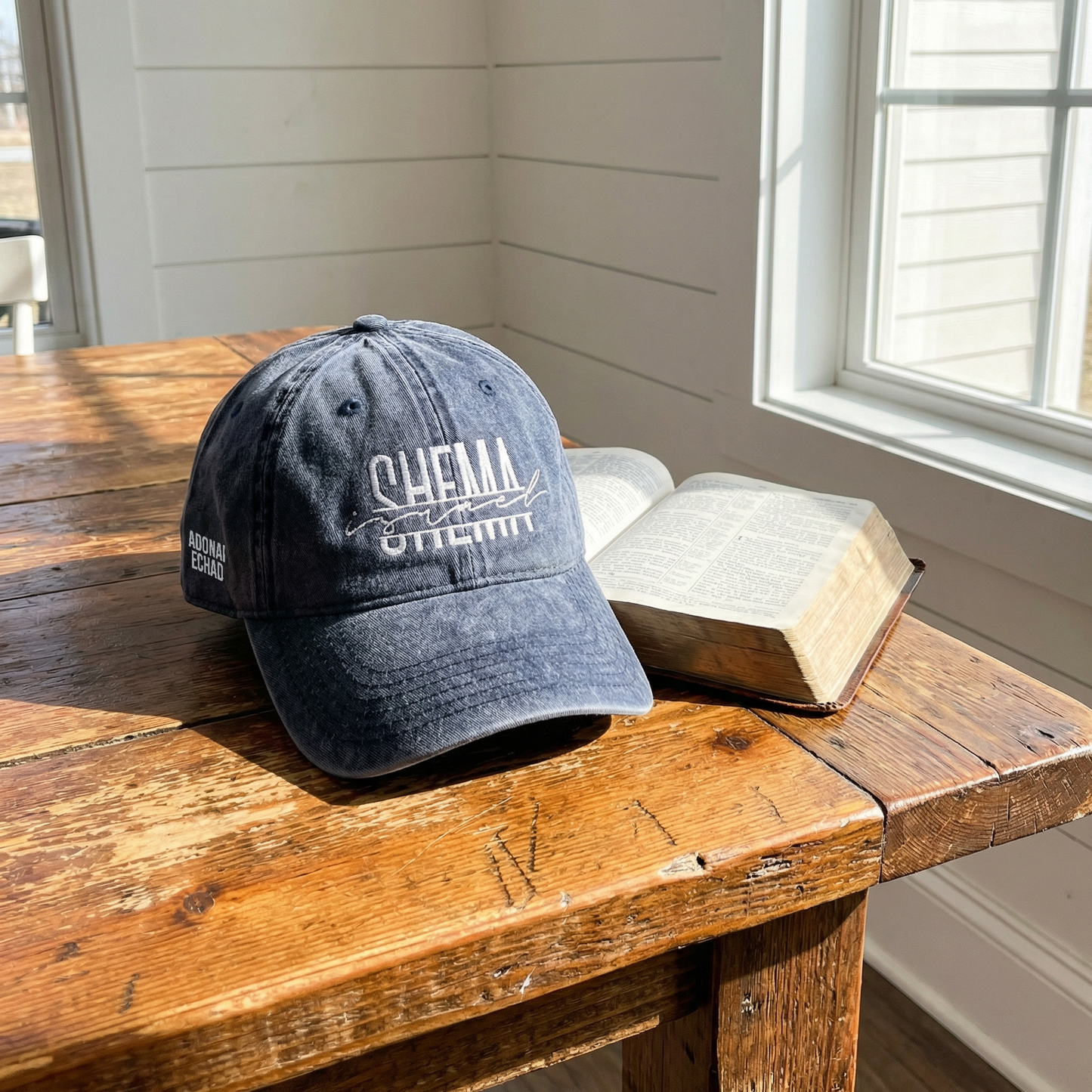 SHEMA Hat (Vintage Navy) | White Embroidery