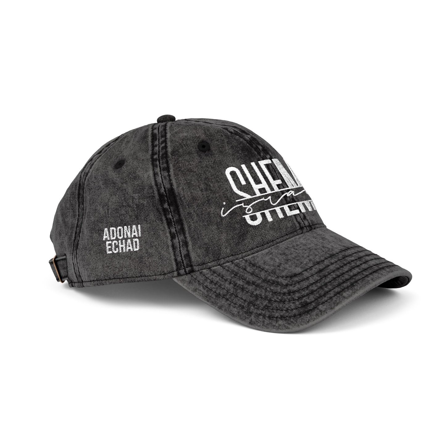 SHEMA Hat (Vintage Black) | White Embroidery