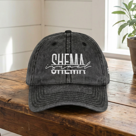 SHEMA Hat (Vintage Black) | White Embroidery