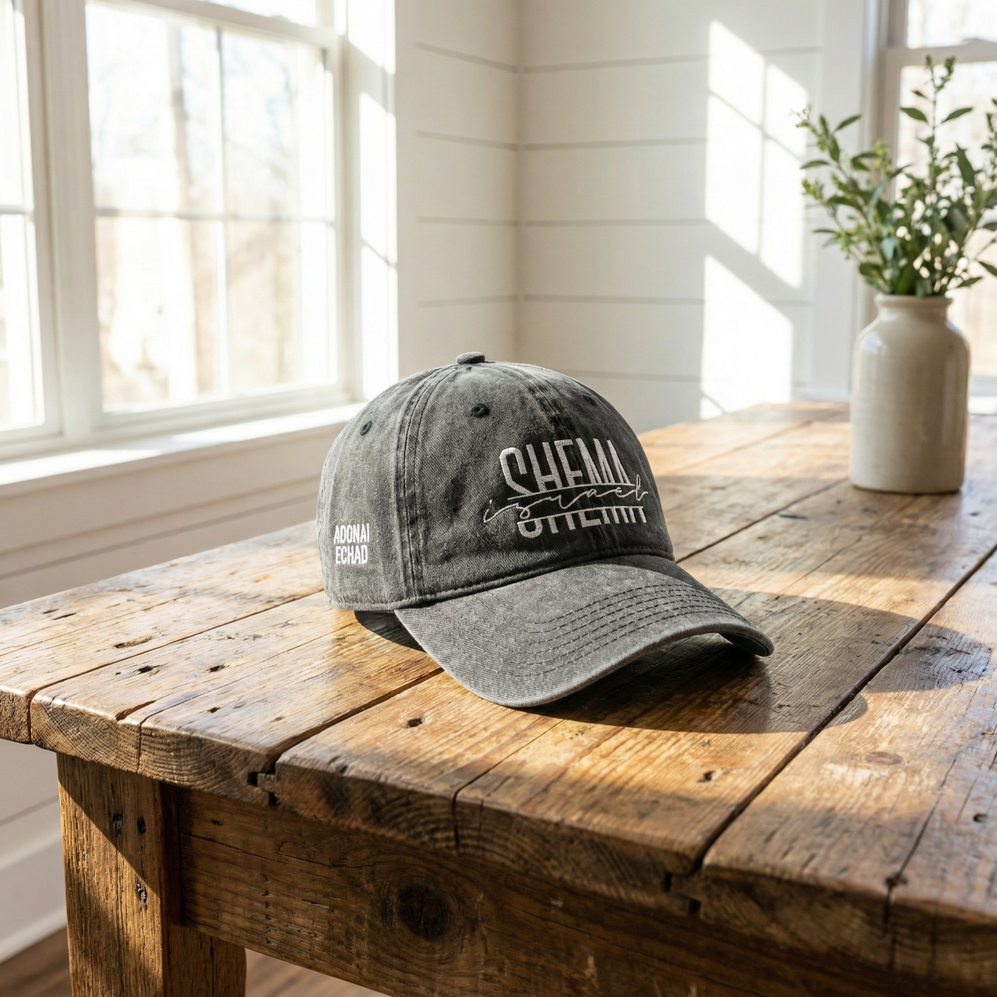 SHEMA Hat (Vintage Black) | White Embroidery