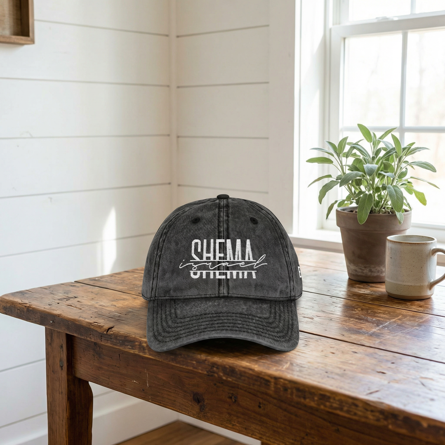 SHEMA Hat (Vintage Black) | White Embroidery