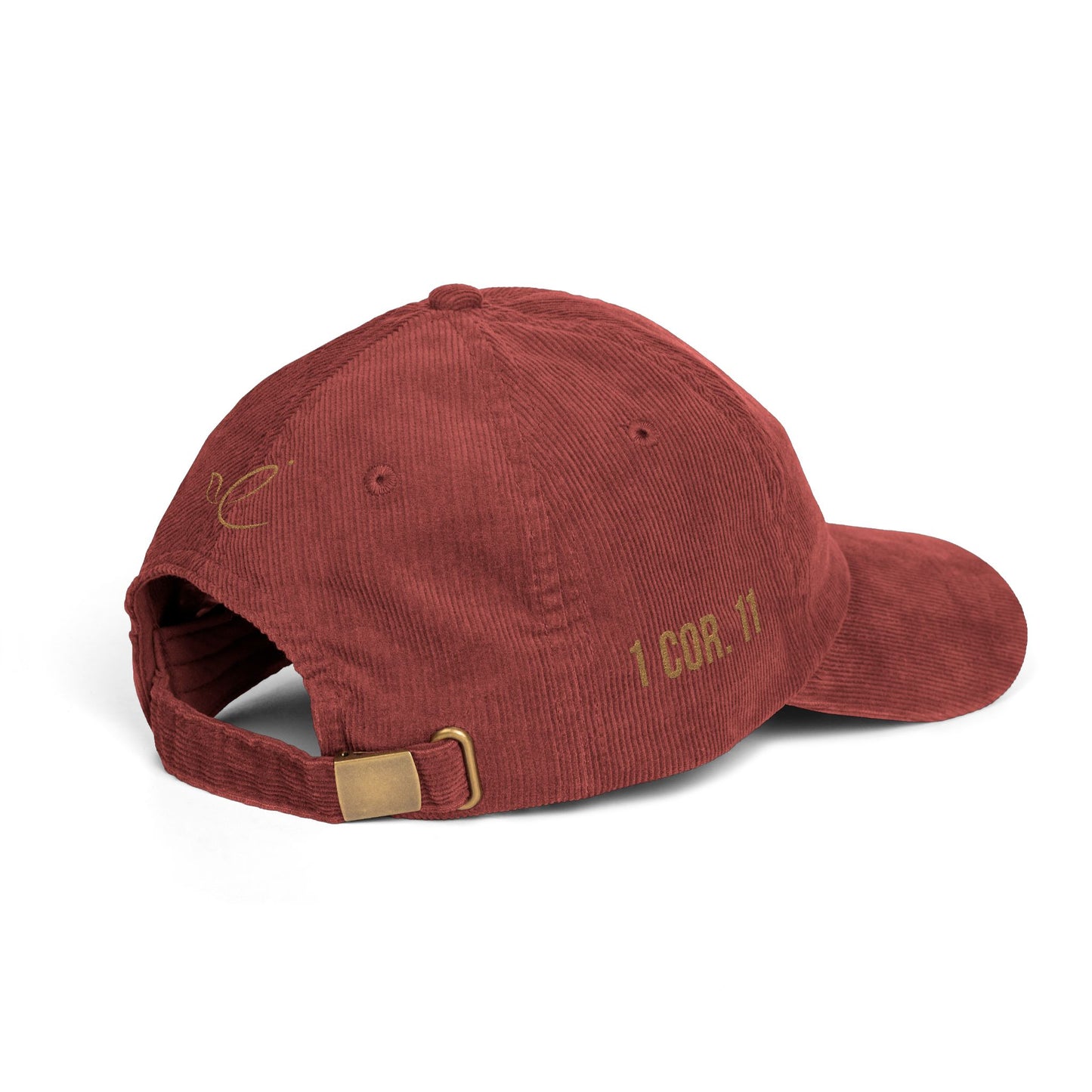GLORY 1 Corinthians 11 Corduroy Hat (Burgundy) | Old Gold Embroidery