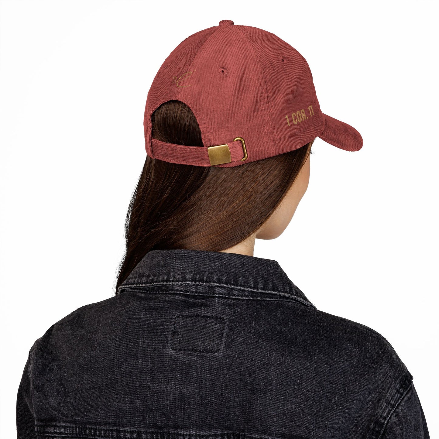 GLORY 1 Corinthians 11 Corduroy Hat (Burgundy) | Old Gold Embroidery