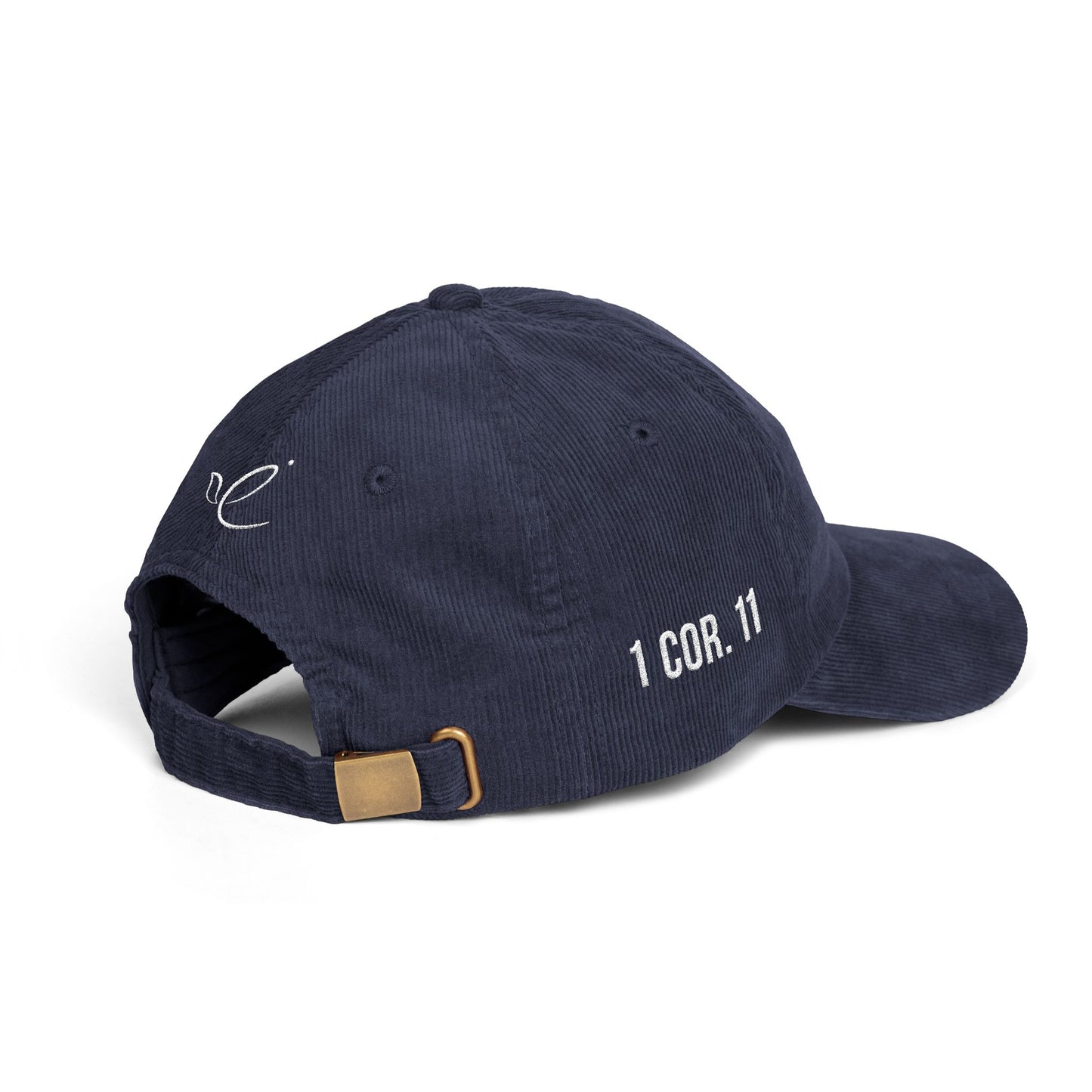 GLORY 1 Corinthians 11 Corduroy Hat (Navy) | White Embroidery