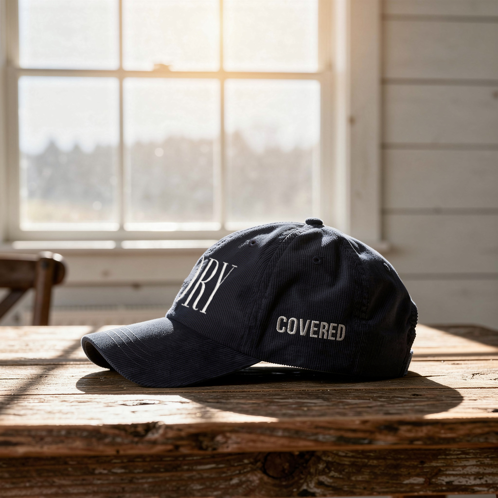 GLORY 1 Corinthians 11 Corduroy Hat (Navy) | White Embroidery