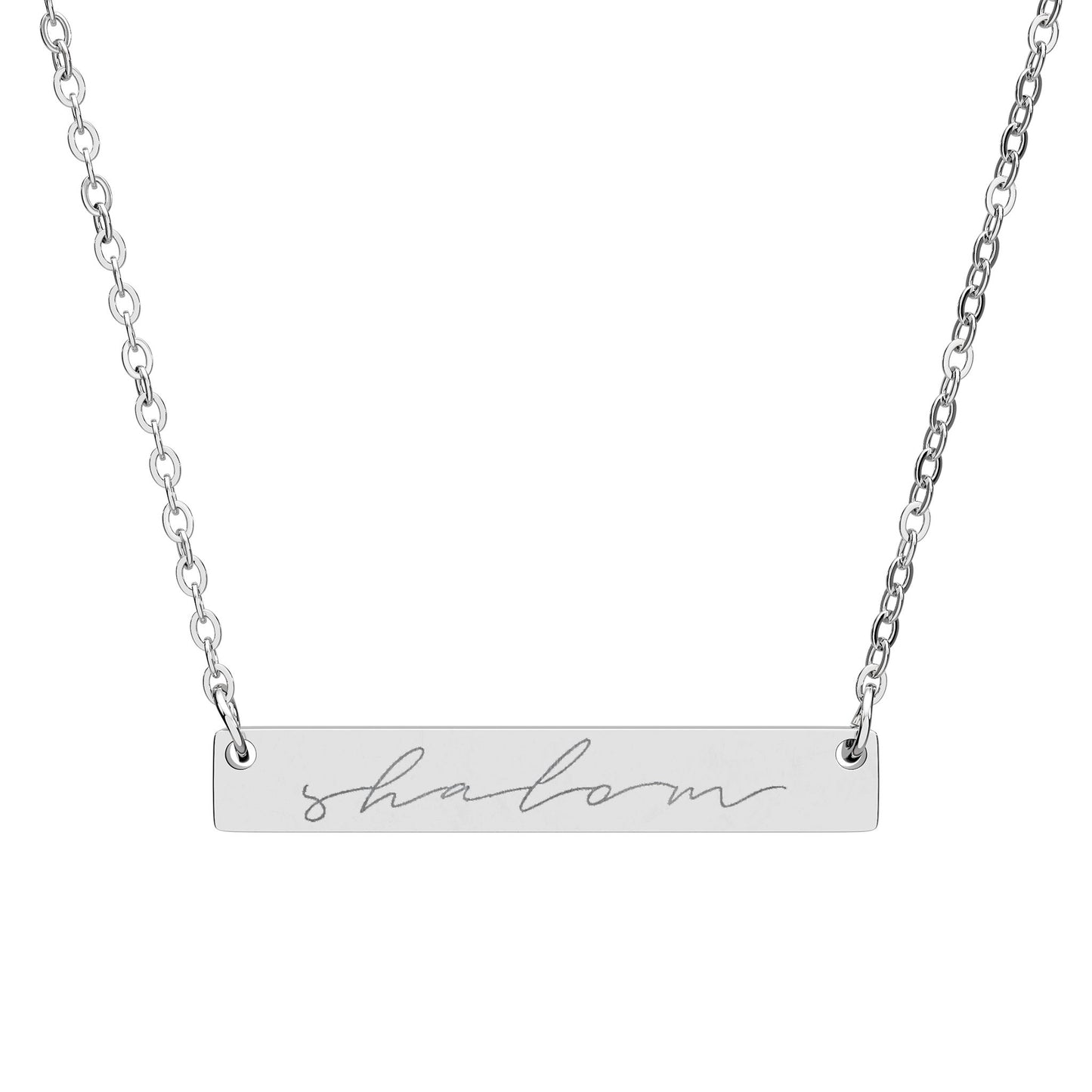Shalom Horizontal Bar Necklace (Silver)