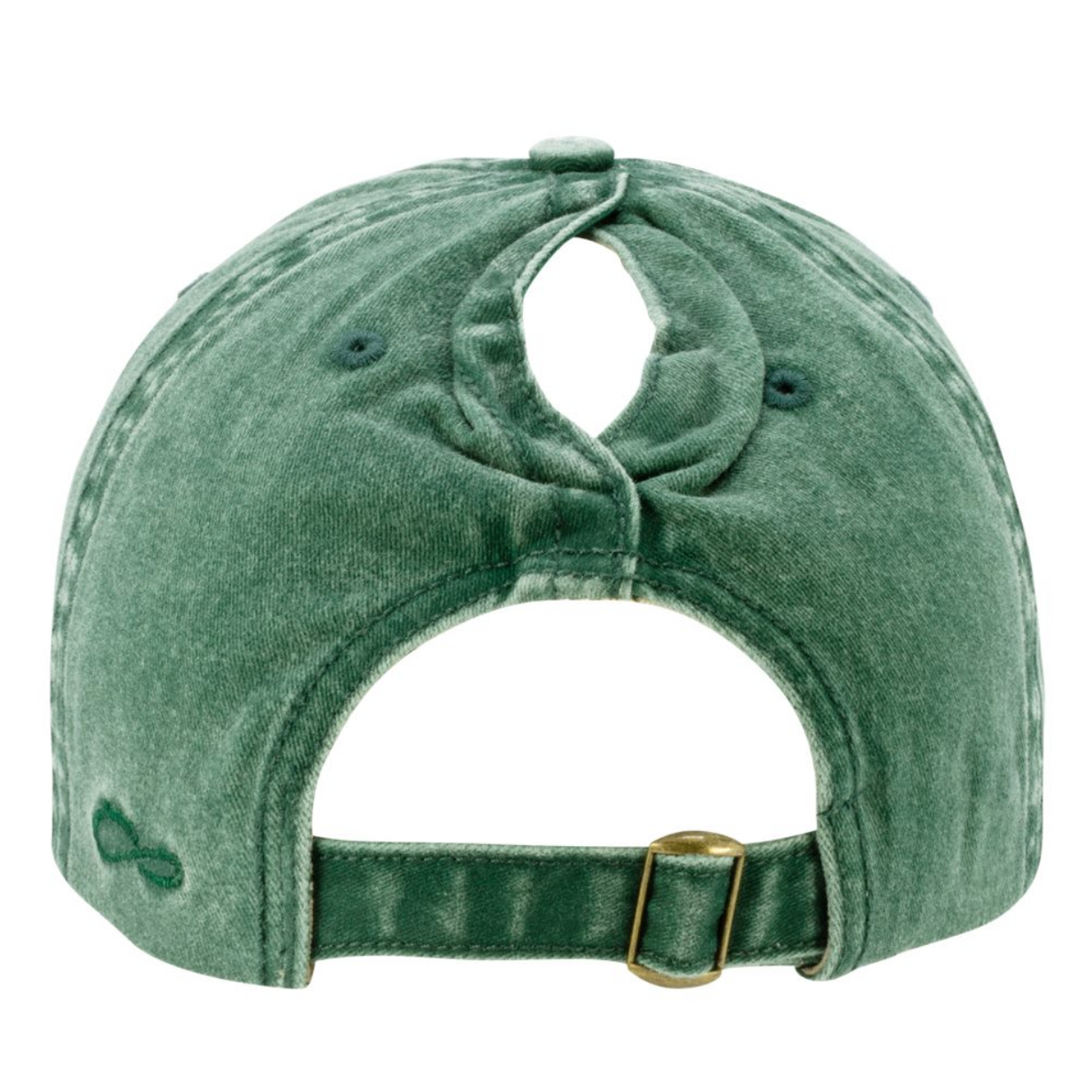 Shalom Design Co. Ponytail Hat (Jade/Daisy) | White Embroidery