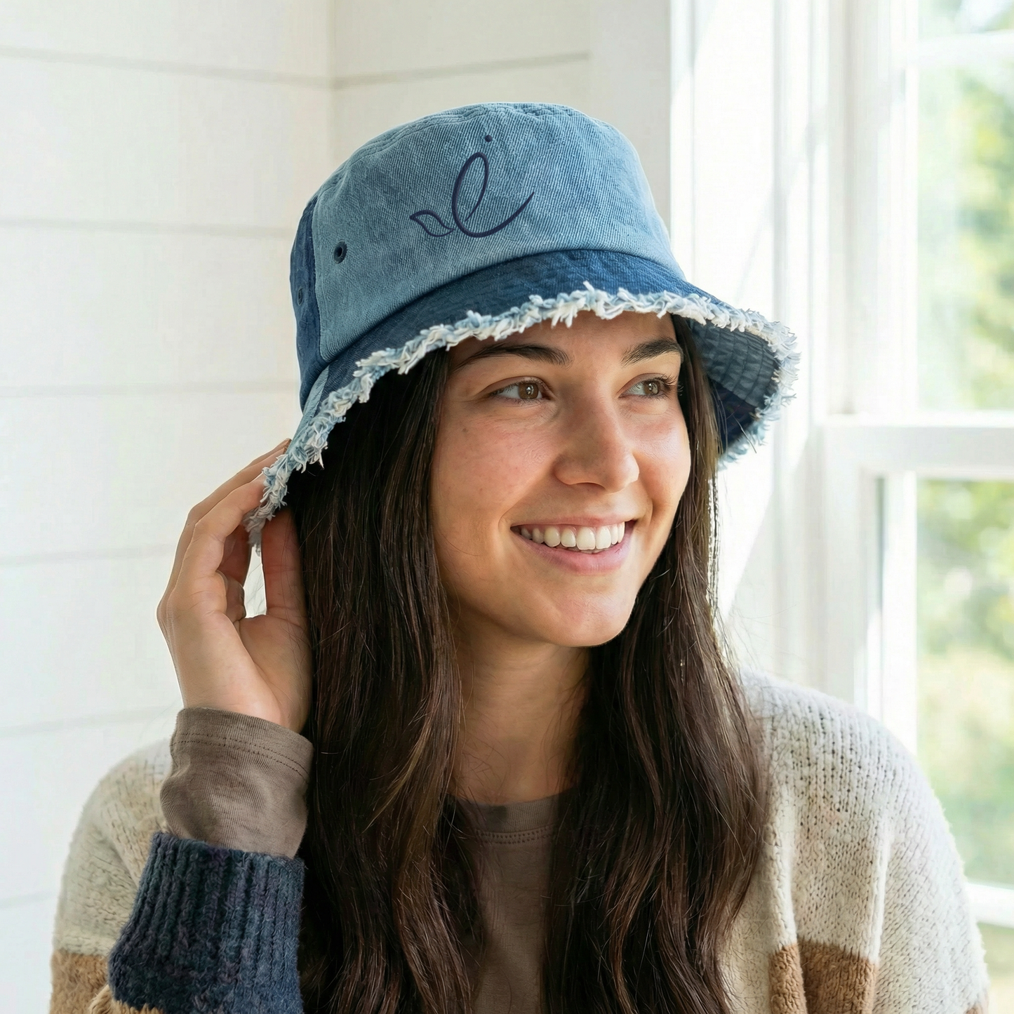 Shalom Dove Distressed Patchwork Denim Bucket Hat