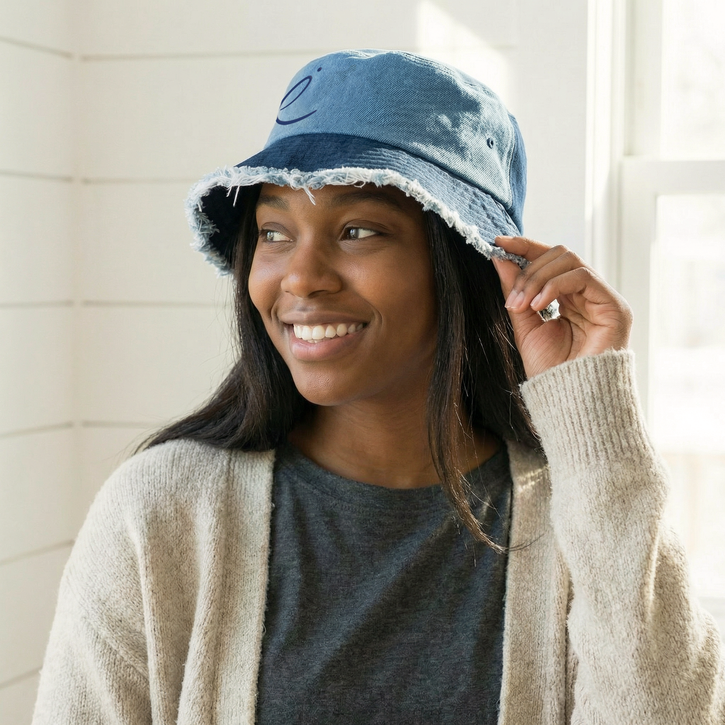 Shalom Dove Distressed Patchwork Denim Bucket Hat