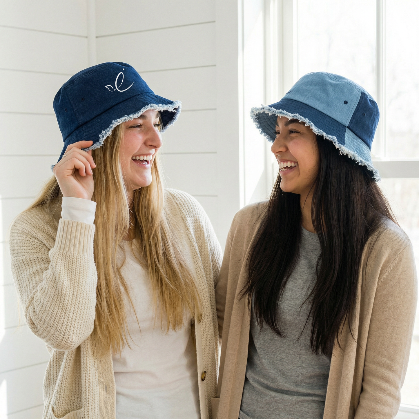 Shalom Dove Distressed Dark Denim Bucket Hat