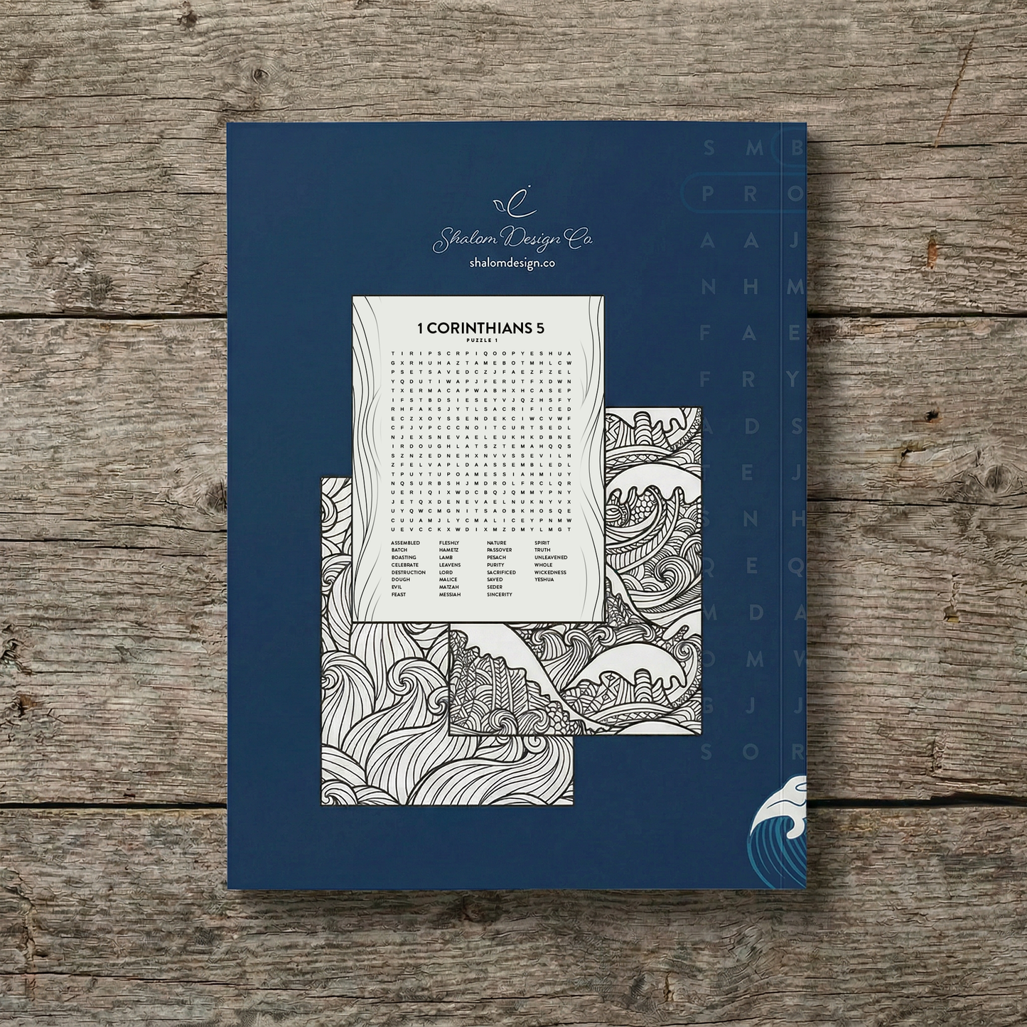Messianic Passover Word Search and Coloring Book for Adults (Waves Design)