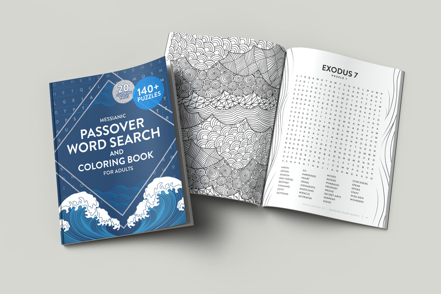 Messianic Passover Word Search and Coloring Book for Adults (Waves Design)